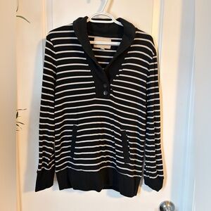 Banana Republic Navy and White Striped Cowl Neck Sweater